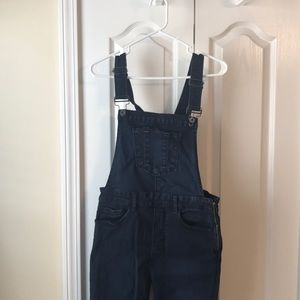 Navy jean overalls